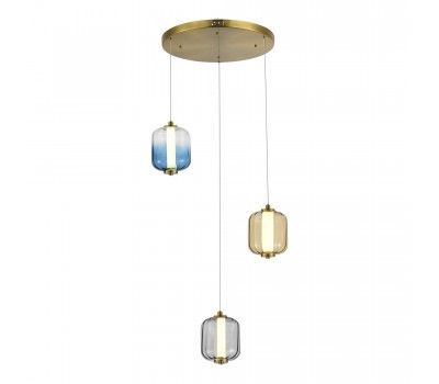 SL1193.303.03 Светильник подвесной ST-Luce Латунь/Янтарный,Дымчатый,Голубой LED 3*11,2W 3000K SUMMER