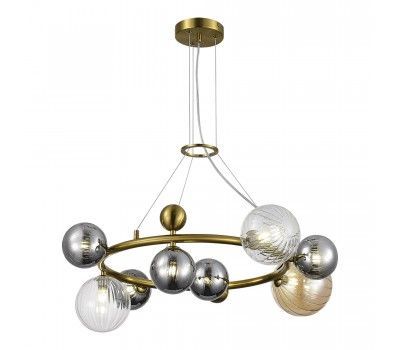 SL1515.303.08 Светильник подвесной ST-Luce Латунь/Янтарный,Дымчатый,Прозрачный G9 8*5W 4000K SPHERE