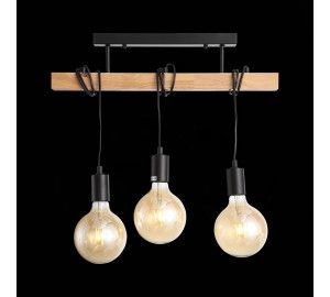 SL1142.403.03 Светильник подвесной Черный, Светлое дерево E27 3*60W BAGETTI