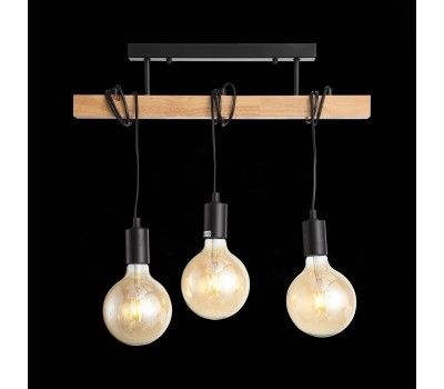 SL1142.403.03 Светильник подвесной Черный, Светлое дерево E27 3*60W BAGETTI