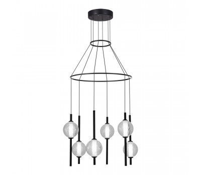 SL6120.403.06 Светильник подвесной ST-Luce Черный/Прозрачное кракелированное стекло LED 6*8,5W 3000K PEEK SL6120.403.06 Светильник подвесной ST-Luce Черный/Прозрачное кракелированное стекло LED 6*8,5W 3000K PEEK