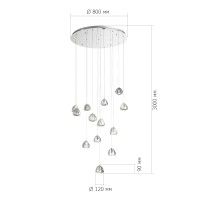 SL6017.101.13 Светильник подвесной ST-Luce Хром/Прозрачный с пузырьками воздуха LED 13*3W 3000K WATERFALL