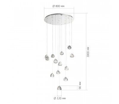 SL6017.101.13 Светильник подвесной ST-Luce Хром/Прозрачный с пузырьками воздуха LED 13*3W 3000K WATERFALL