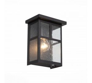 SL079.401.01 Светильник уличный настенный ST-Luce Темный кофе/Прозрачное кракелированное стекло E27 GLAZGO