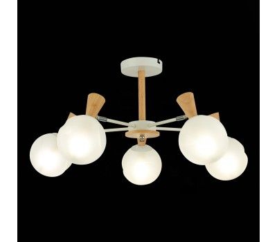 SLE220702-05 Светильник потолочный Белый, Светлое дерево/Белый E14 5*40W CATANIA