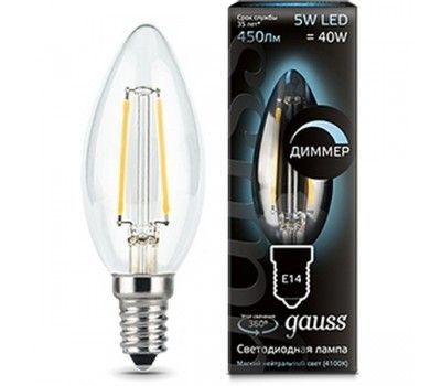 Лампочка LED Filament Candle dimmable E14 5W 4100К 1/10/50 103801205-D