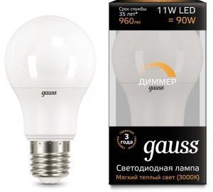Лампочка LED A60-dim E27 11W 3000К диммируемая 1/10/50 102502111-D