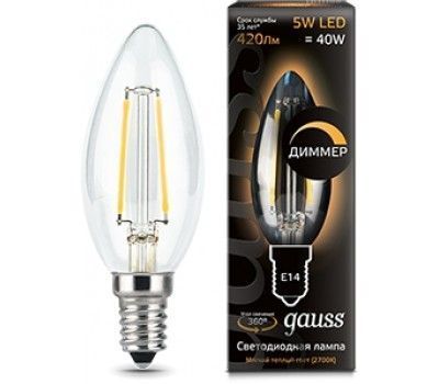 Лампочка LED Filament Candle dimmable E14 5W 2700К 1/10/50 103801105-D