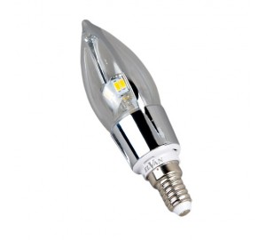 E14-5W-6000K-Q100B Лампа LED (Свеча хром)